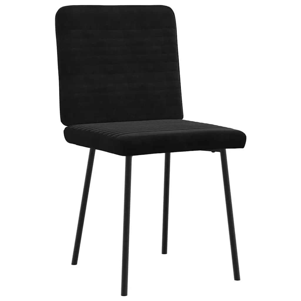 4-Piece Black Velvet Dining Chair Set with Backrest