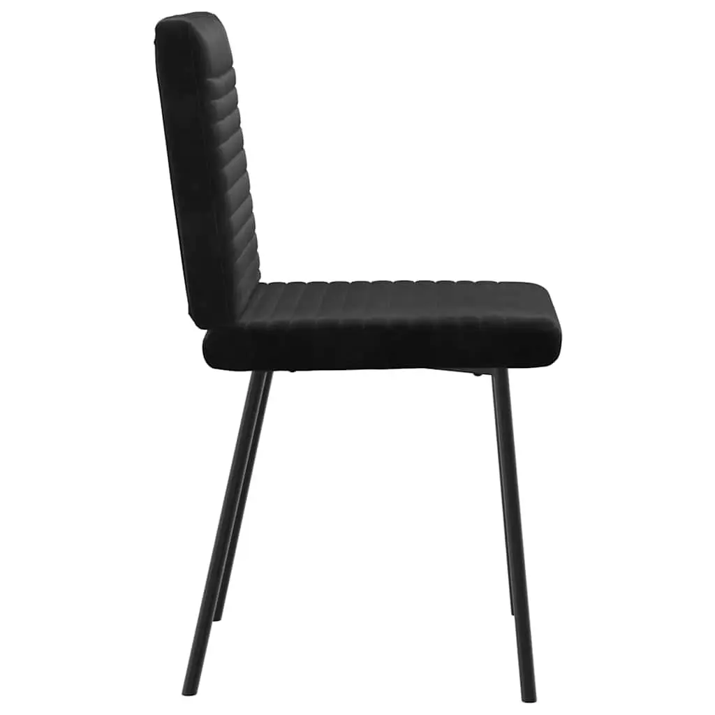 4-Piece Black Velvet Dining Chair Set with Backrest