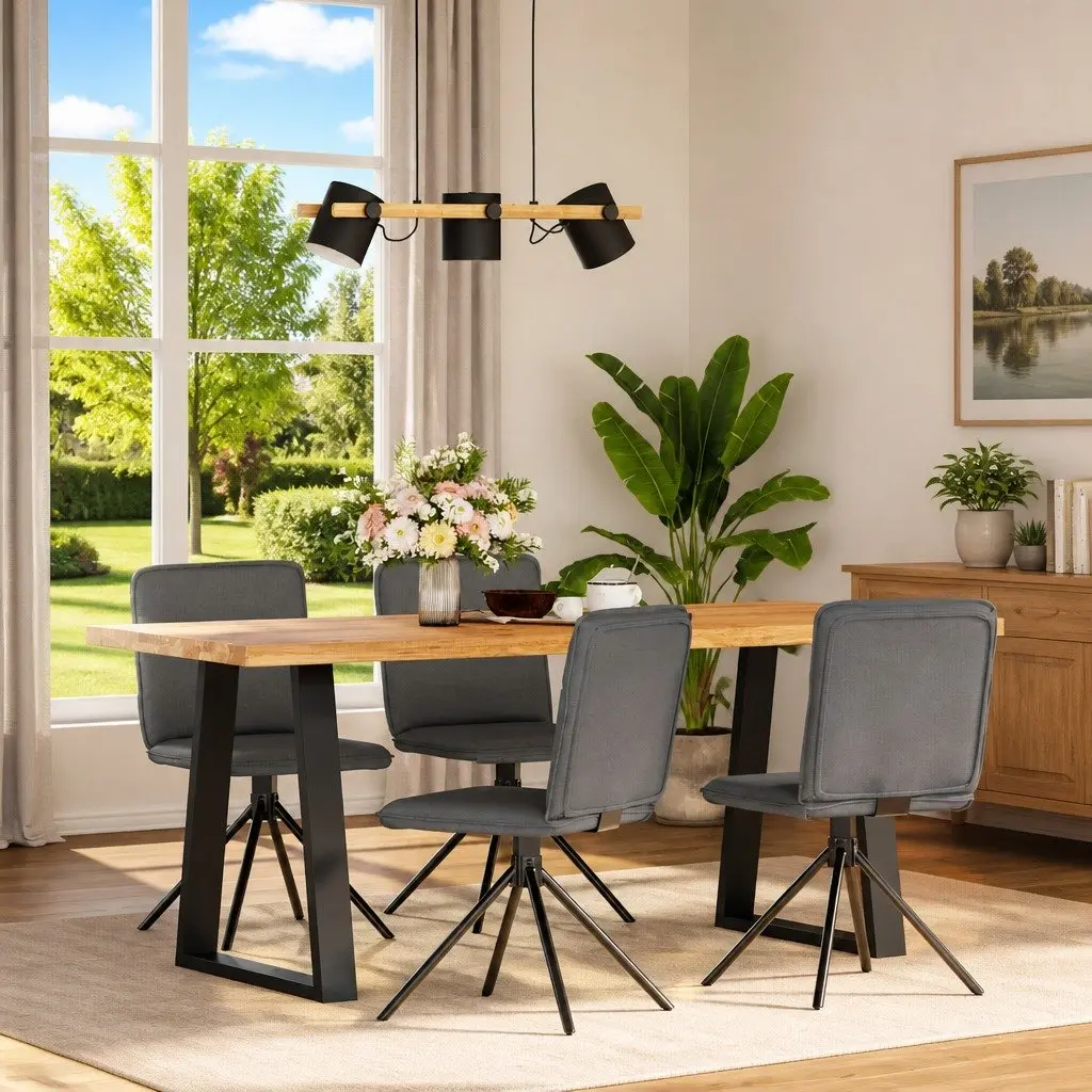 Dark Grey Fabric Dining Chairs 4 pcs with Durable Frame