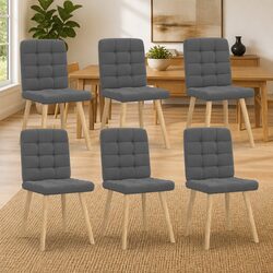 Elegant Grey Fabric Dining Chairs Set of 6