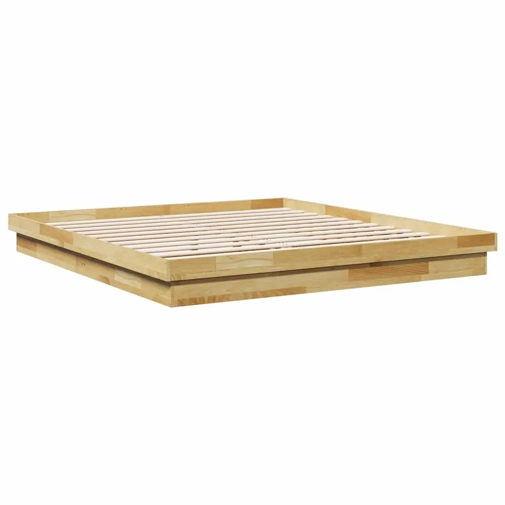 Solid Oak Wood Bed Frame 180x200 cm with Slatted Base
