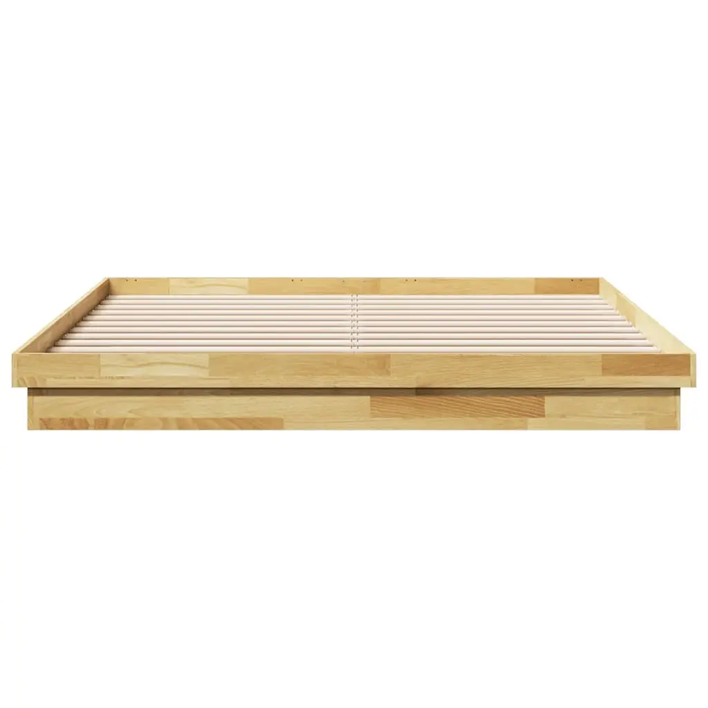 Solid Oak Wood Bed Frame 180x200 cm with Slatted Base