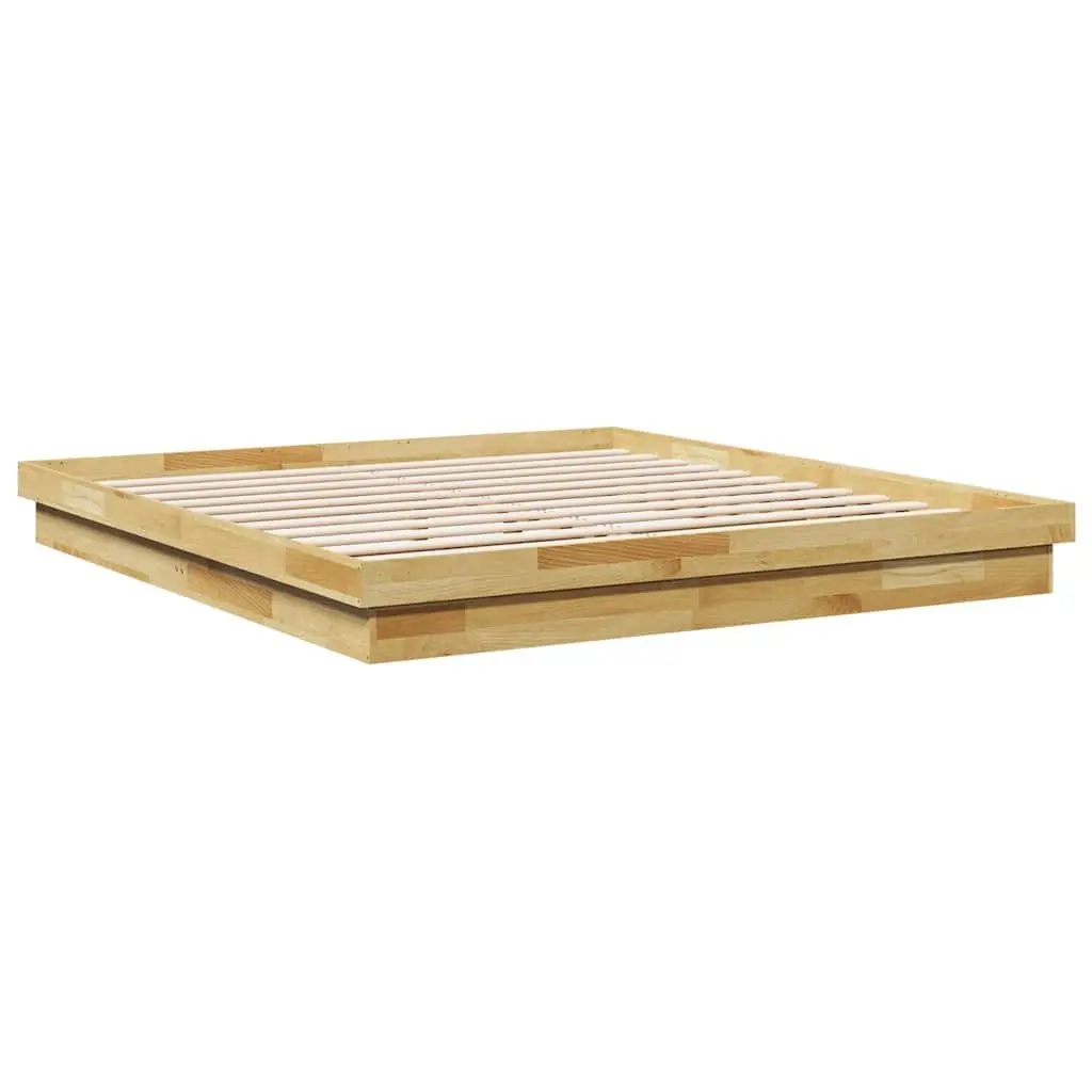 Solid Oak Wood Bed Frame 180x200 cm with Slatted Base