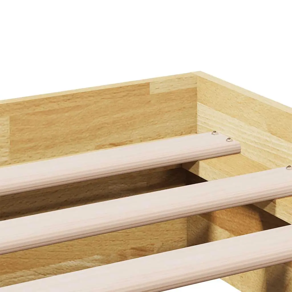 Solid Oak Wood Bed Frame 180x200 cm with Slatted Base