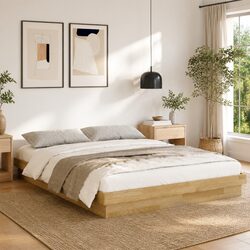 Sturdy Low Floor Bed Frame 150x200 cm Solid Oak