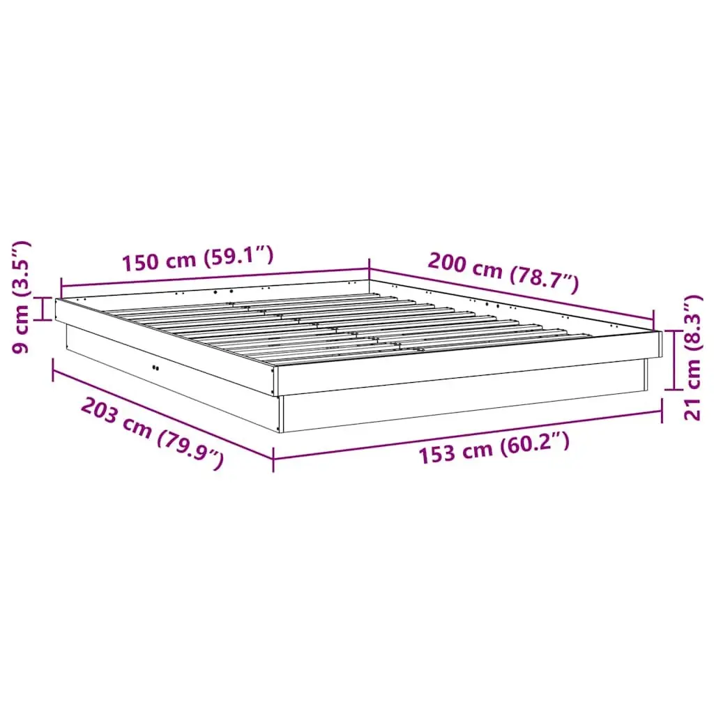 Low Floor Bed Frame 150x200 cm Solid Oak