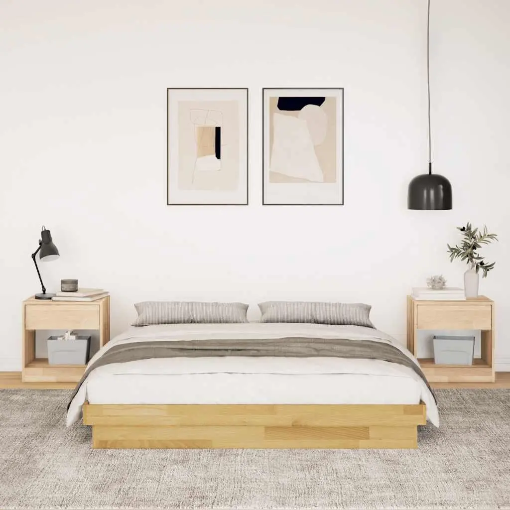 Low Floor Bed Frame 150x200 cm Solid Oak