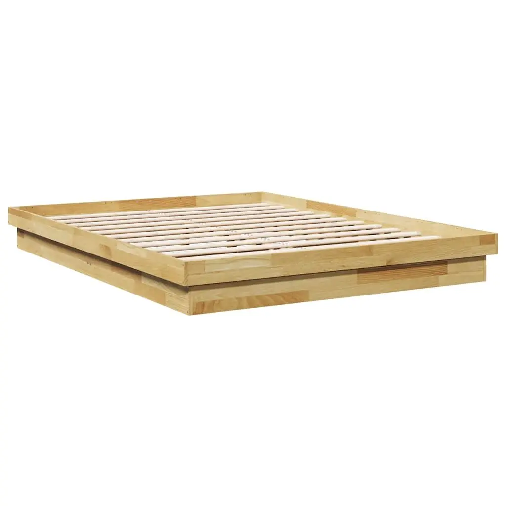 Solid Oak Wood Bed Frame 135x190 cm for Kids