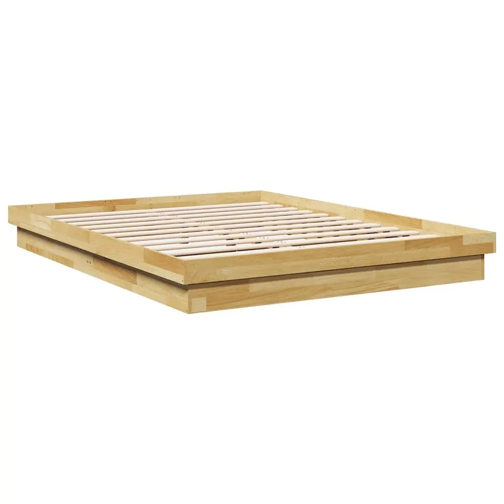 Solid Oak Wood Bed Frame 135x190 cm for Kids
