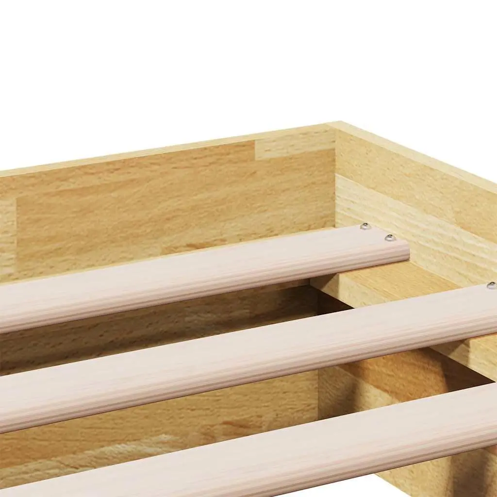 Solid Oak Wood Bed Frame 135x190 cm for Kids