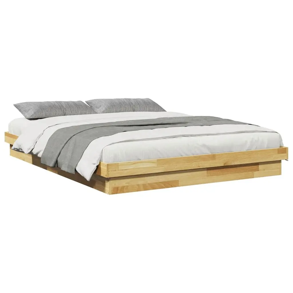 Solid Oak Wood Bed Frame 135x190 cm for Kids
