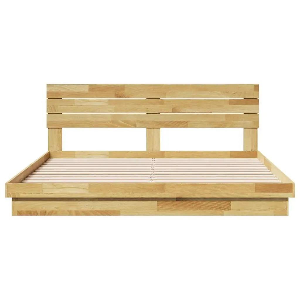 Solid Oak Bed Frame with Integrated Headboard 180x200 cm
