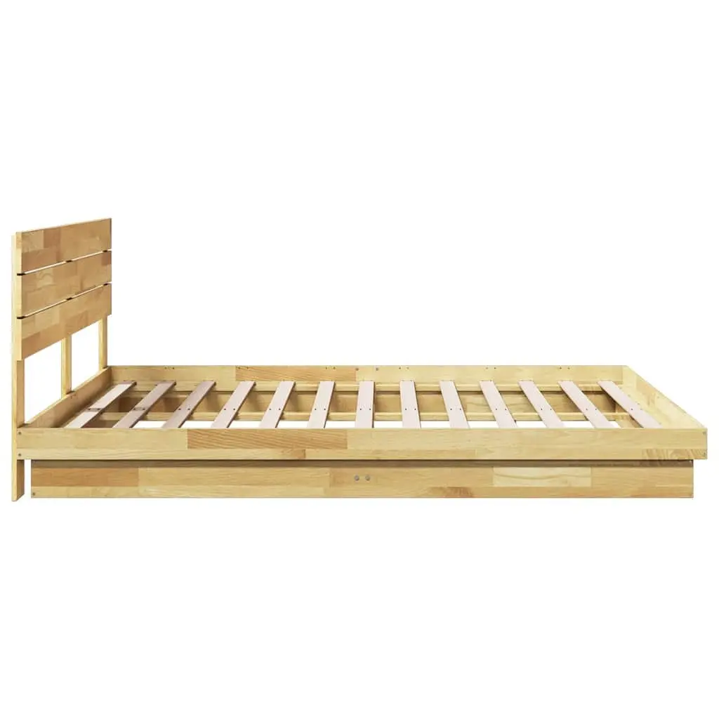 Solid Oak Bed Frame with Integrated Headboard 180x200 cm
