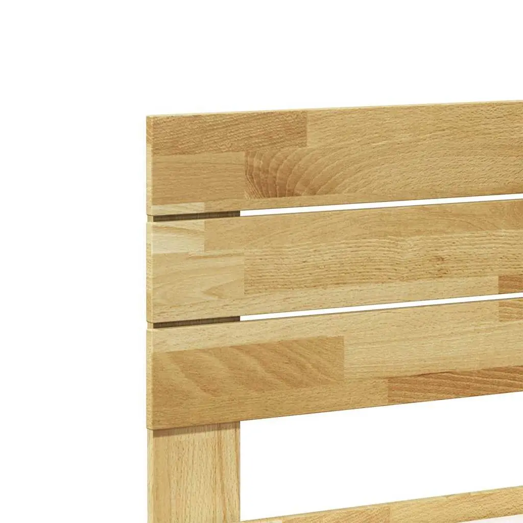 Solid Wood Bed Frame with Headboard 135x190 cm Slatted Base Low Design Brown