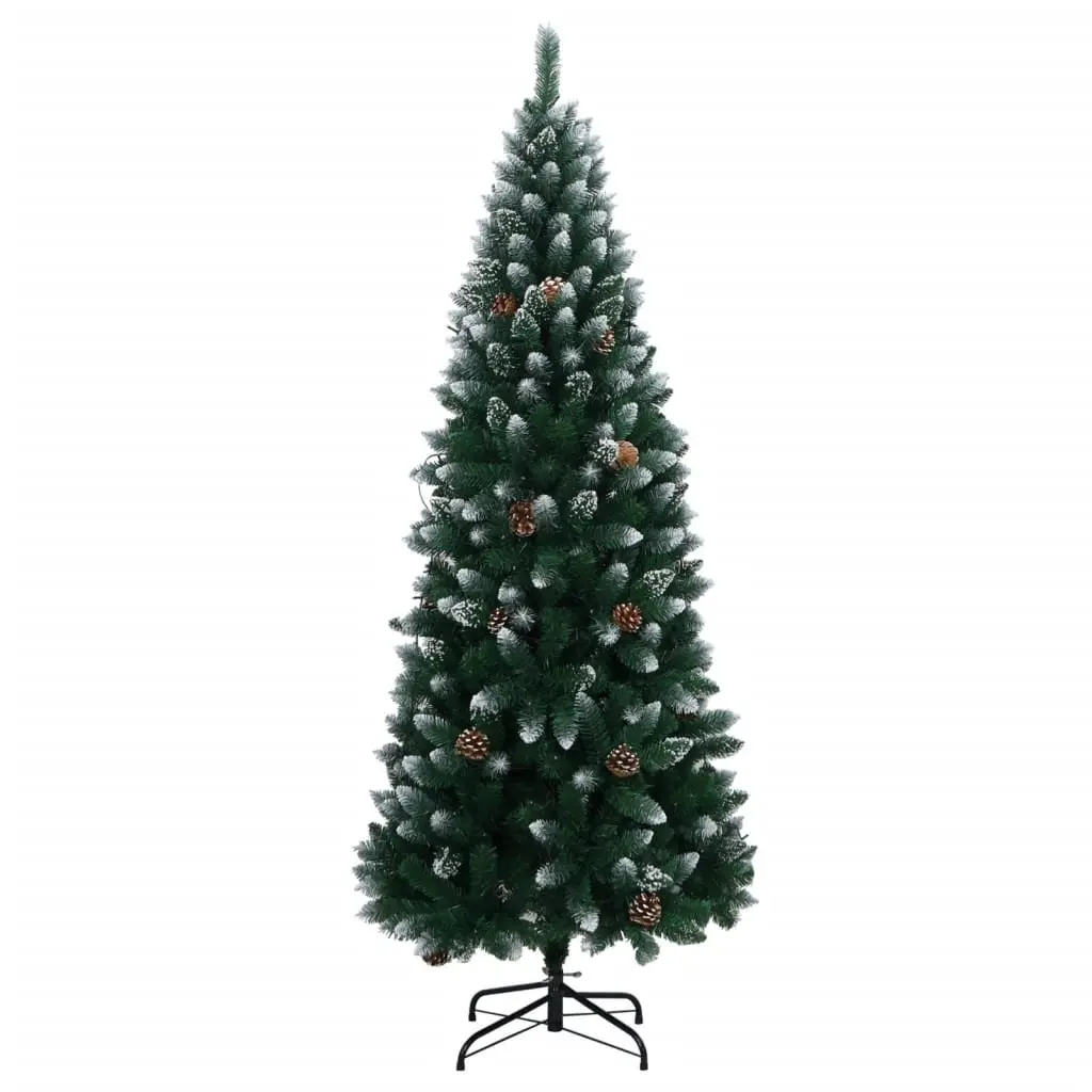 Artificial Christmas Tree PVC 180cm Green 300 LED Lights Hinged Branches Steel Stand