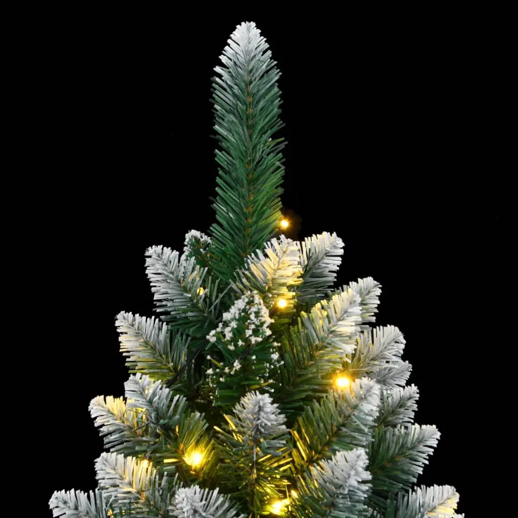 Artificial Christmas Tree PVC 180cm Green 300 LED Lights Hinged Branches Steel Stand