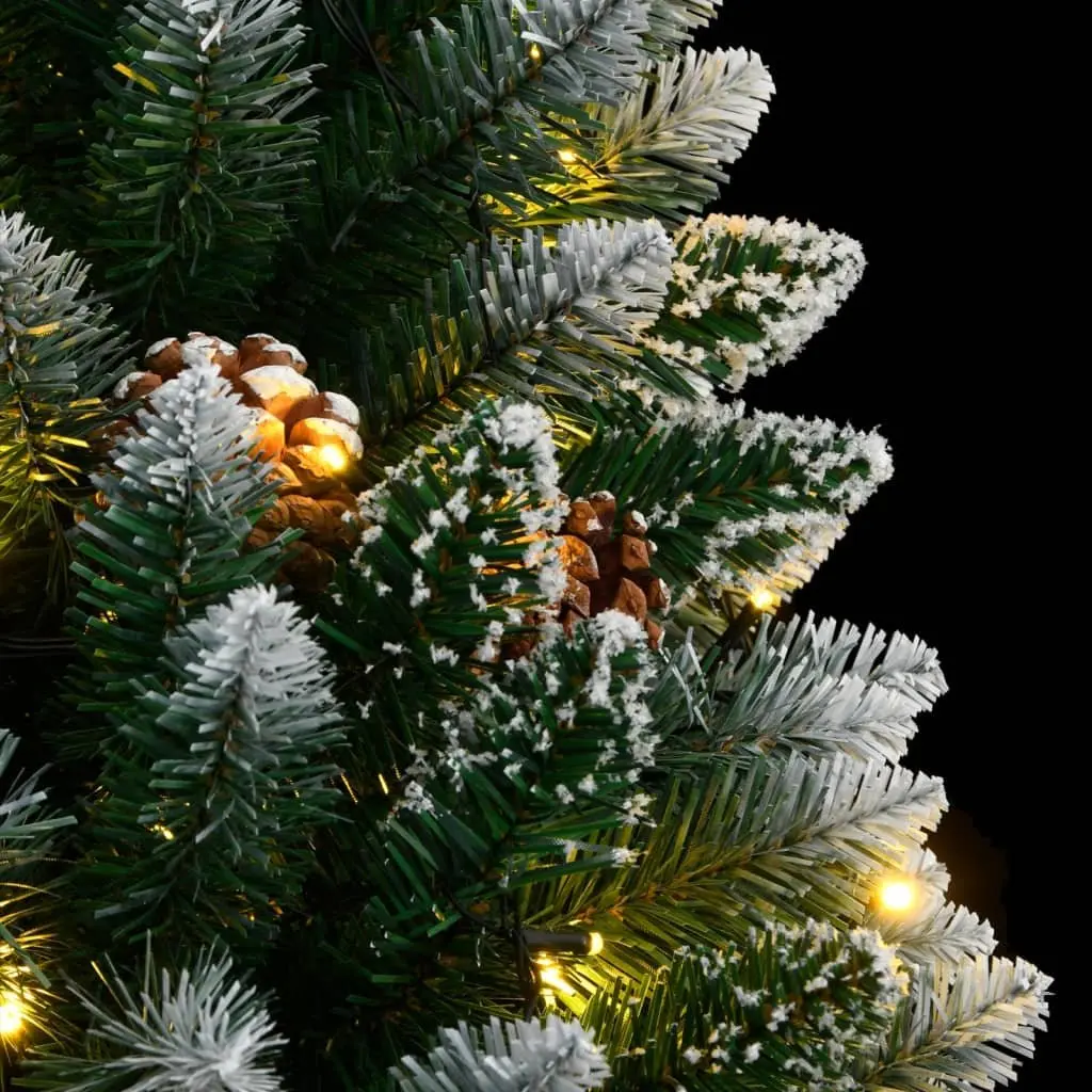 Artificial Christmas Tree PVC 180cm Green 300 LED Lights Hinged Branches Steel Stand