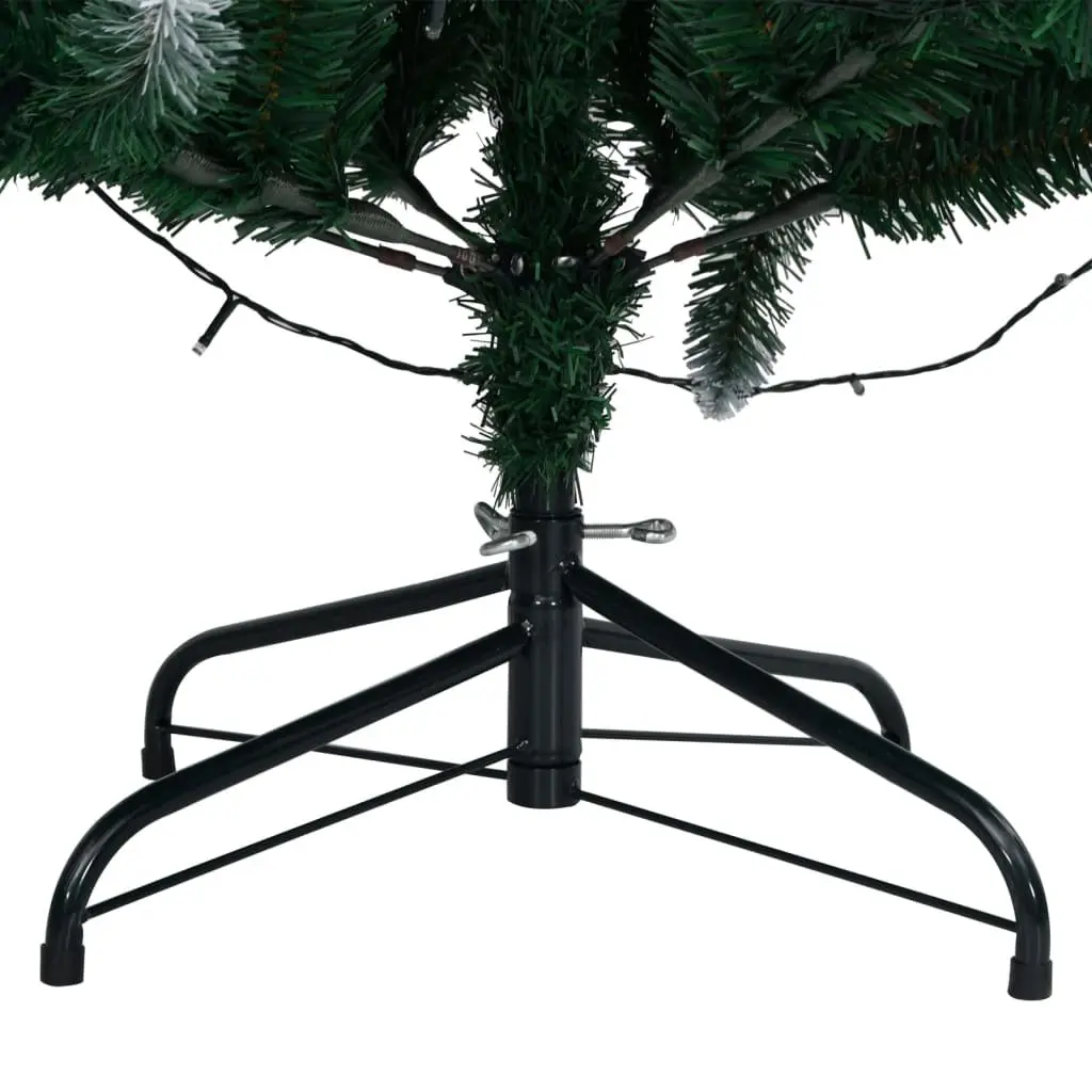 Artificial Christmas Tree PVC 180cm Green 300 LED Lights Hinged Branches Steel Stand
