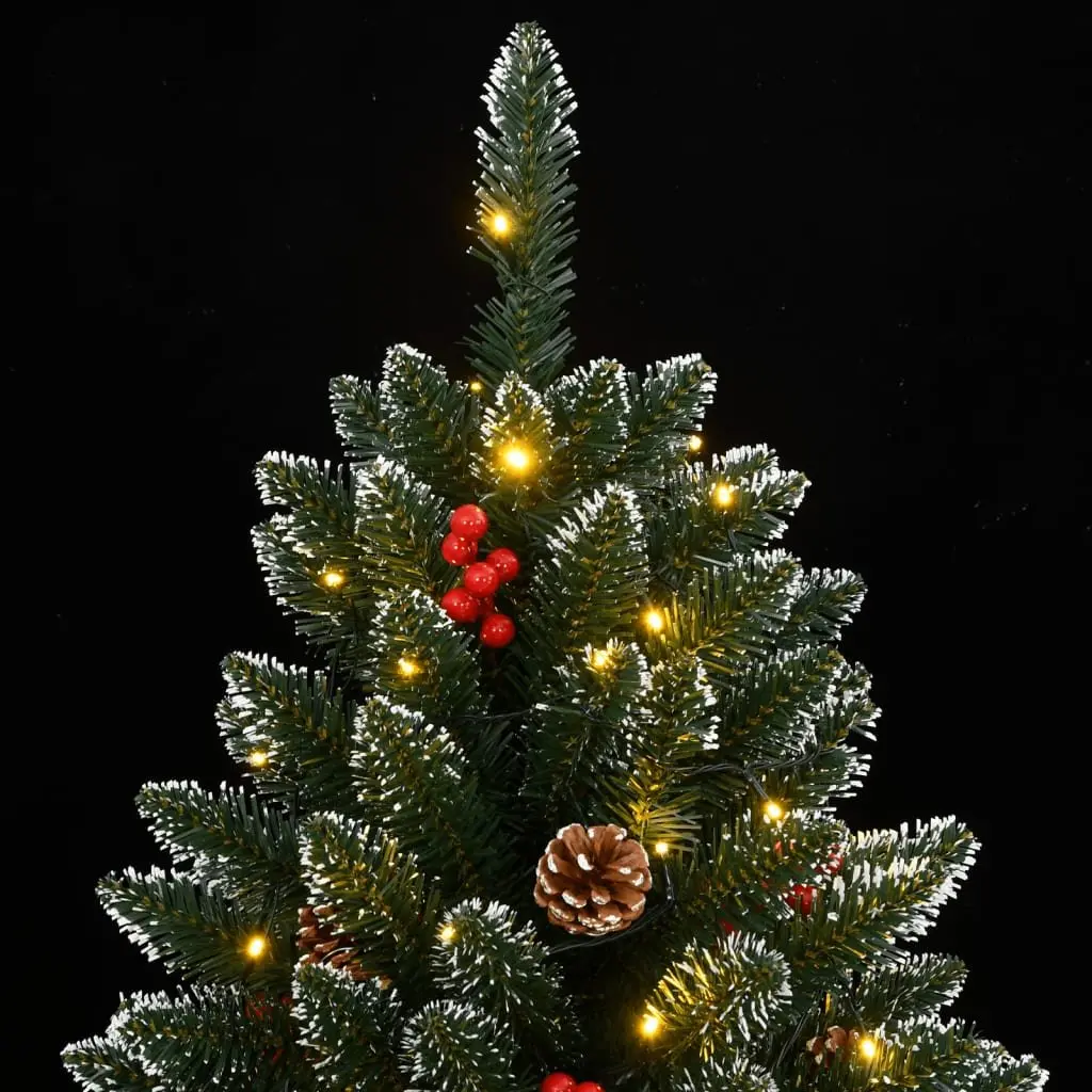 Artificial Christmas Tree PVC 210cm Green 300 LED Lights Hinged Branches Steel Stand