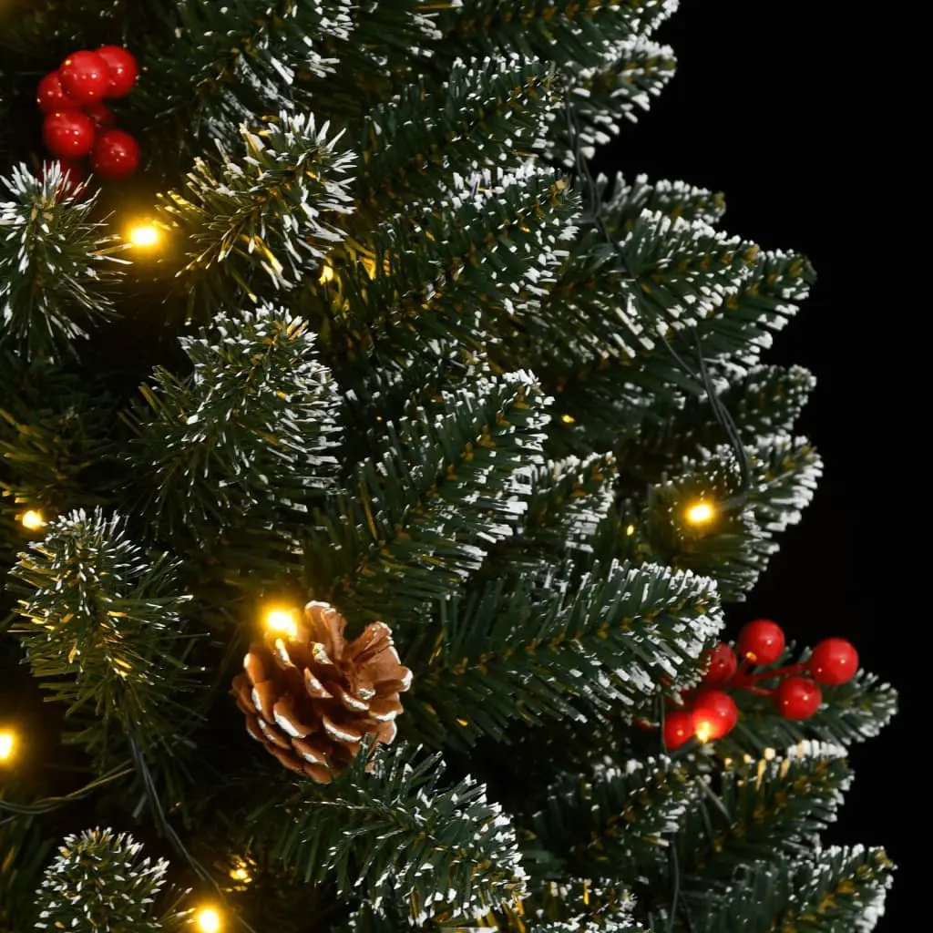 Artificial Christmas Tree PVC 210cm Green 300 LED Lights Hinged Branches Steel Stand