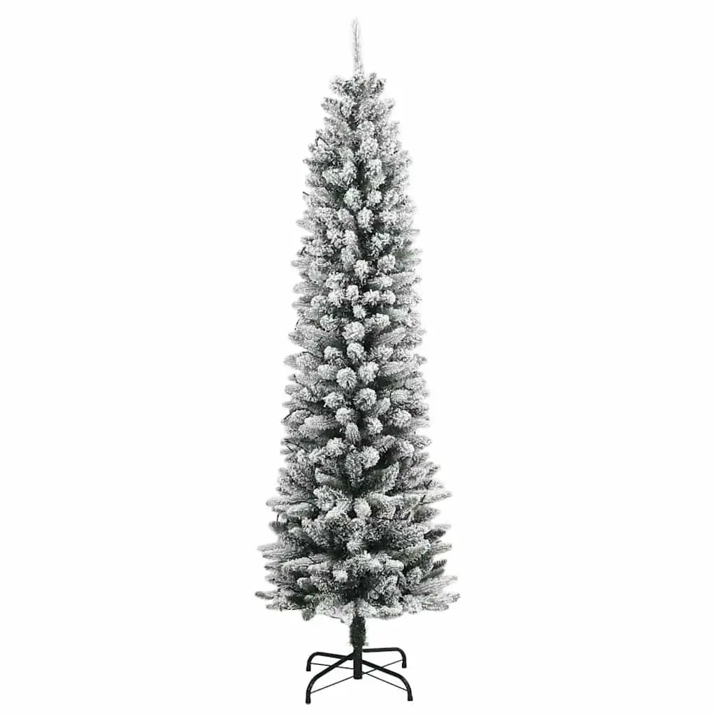 Artificial Christmas Tree PVC PE 120cm Green Slim Flocked Snow 150 LEDs