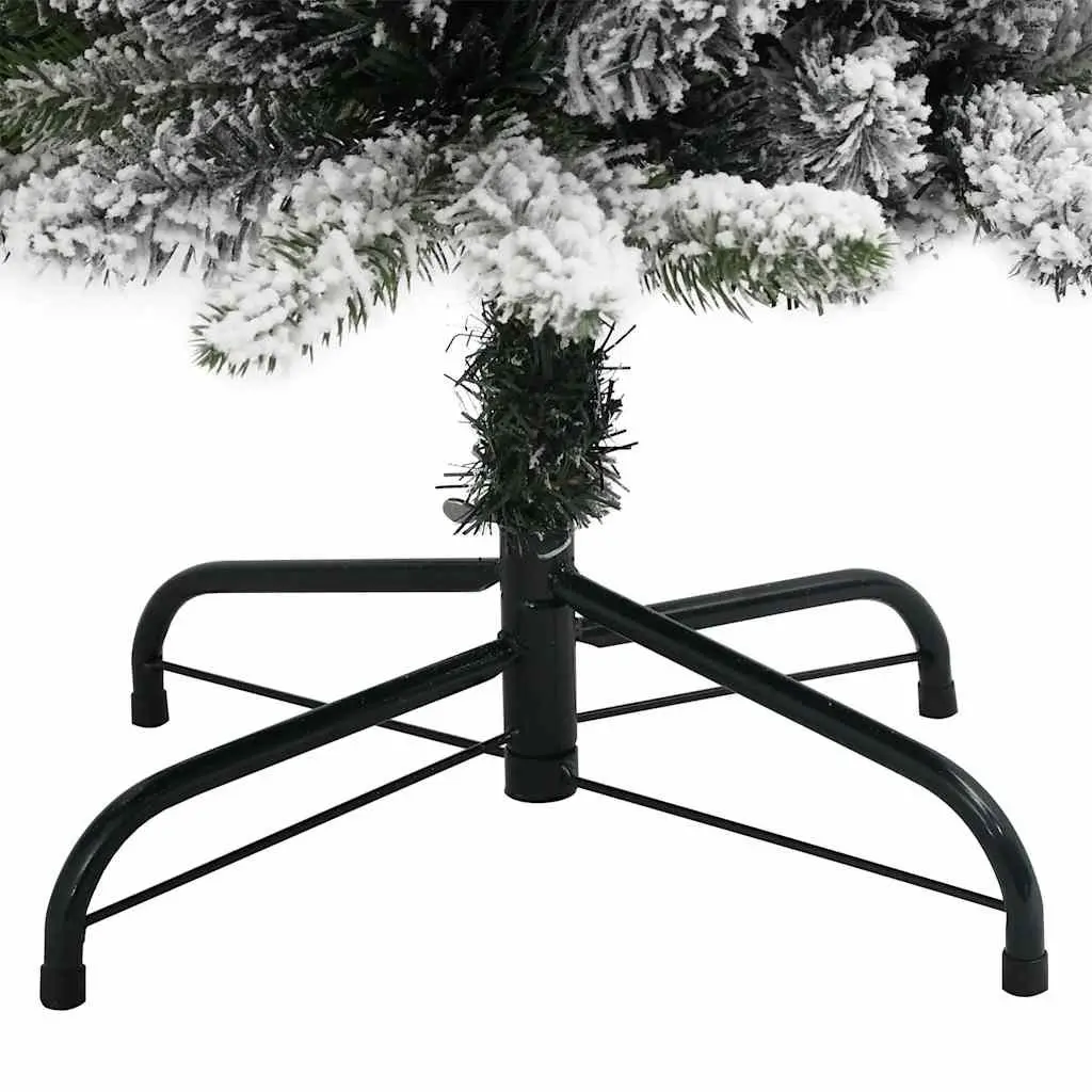 Artificial Christmas Tree PVC PE 120cm Green Slim Flocked Snow 150 LEDs