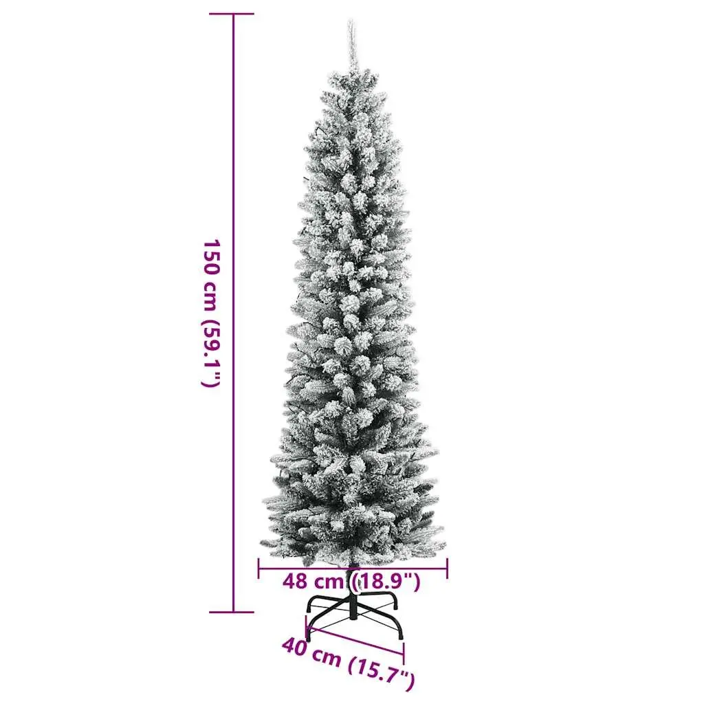 150cm Slim Flocked Christmas Tree with 150 LEDs
