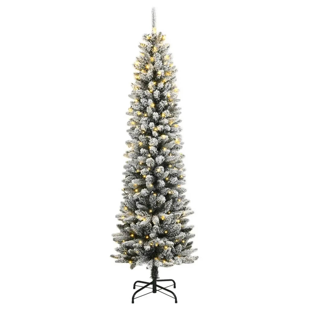Artificial Christmas Tree PVC PE 180cm Green Flocked Snow Slim