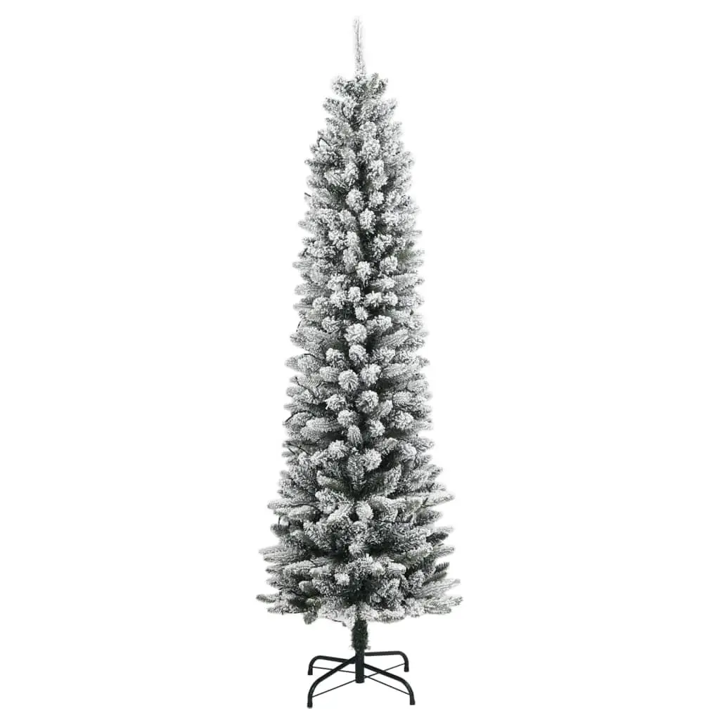 Artificial Christmas Tree PVC PE 180cm Green Flocked Snow Slim