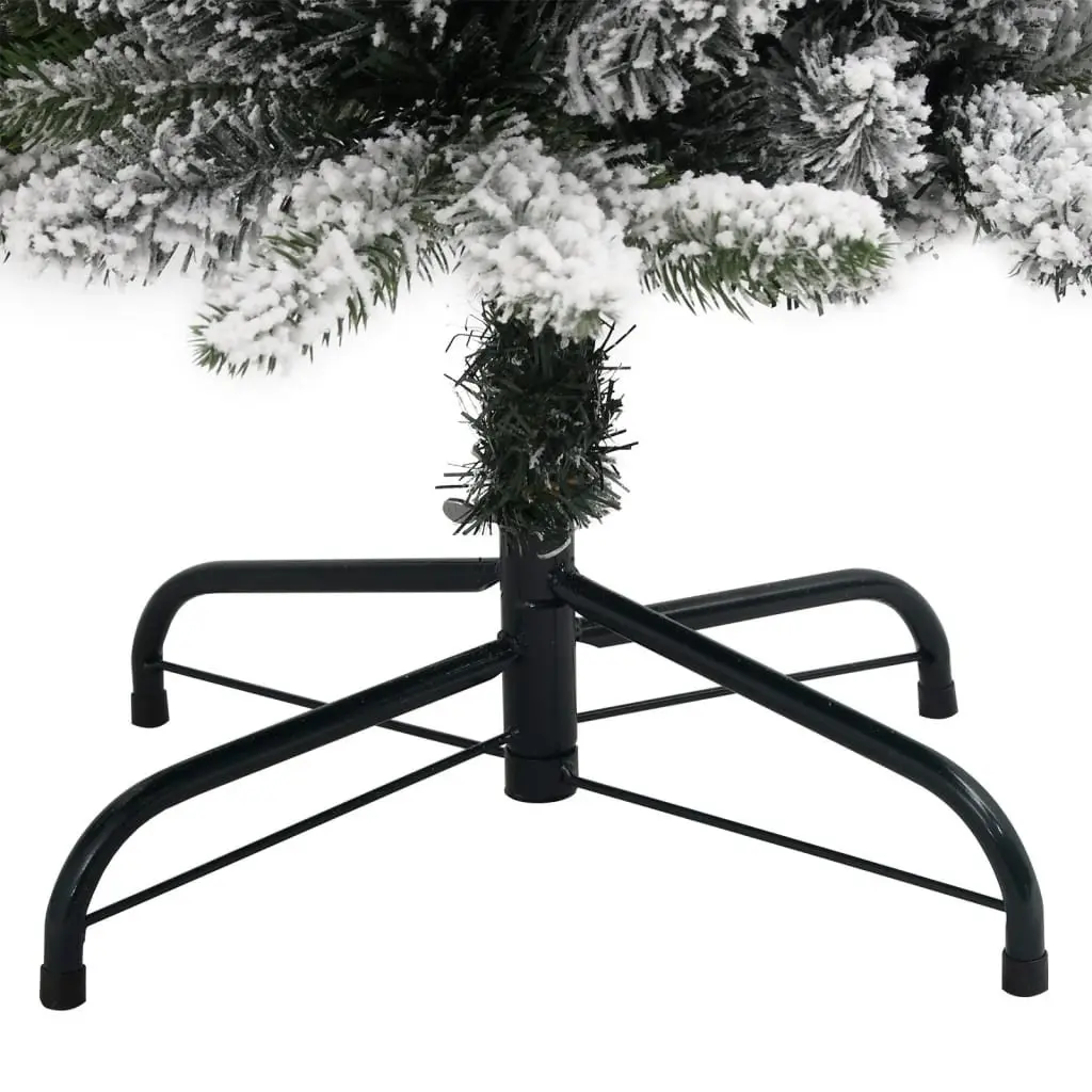 Artificial Christmas Tree PVC PE 210cm Green Flocked Snow 300 LEDs