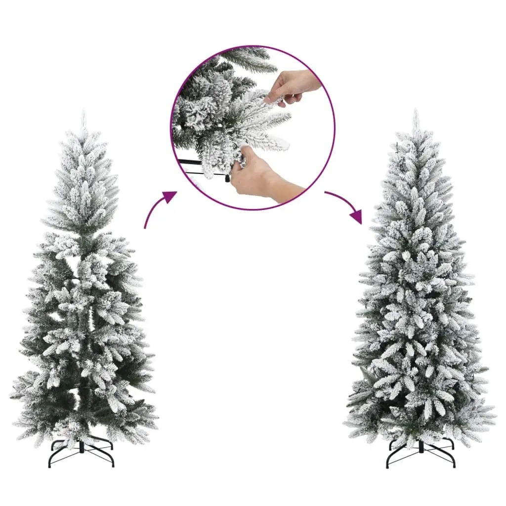 Artificial Christmas Tree PVC PE 210cm Green Flocked Snow 300 LEDs
