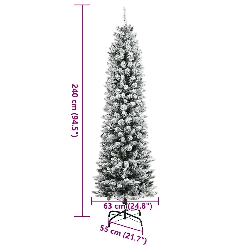 Artificial Christmas Tree PVC PE 240cm Green Flocked Snow 300 LEDs