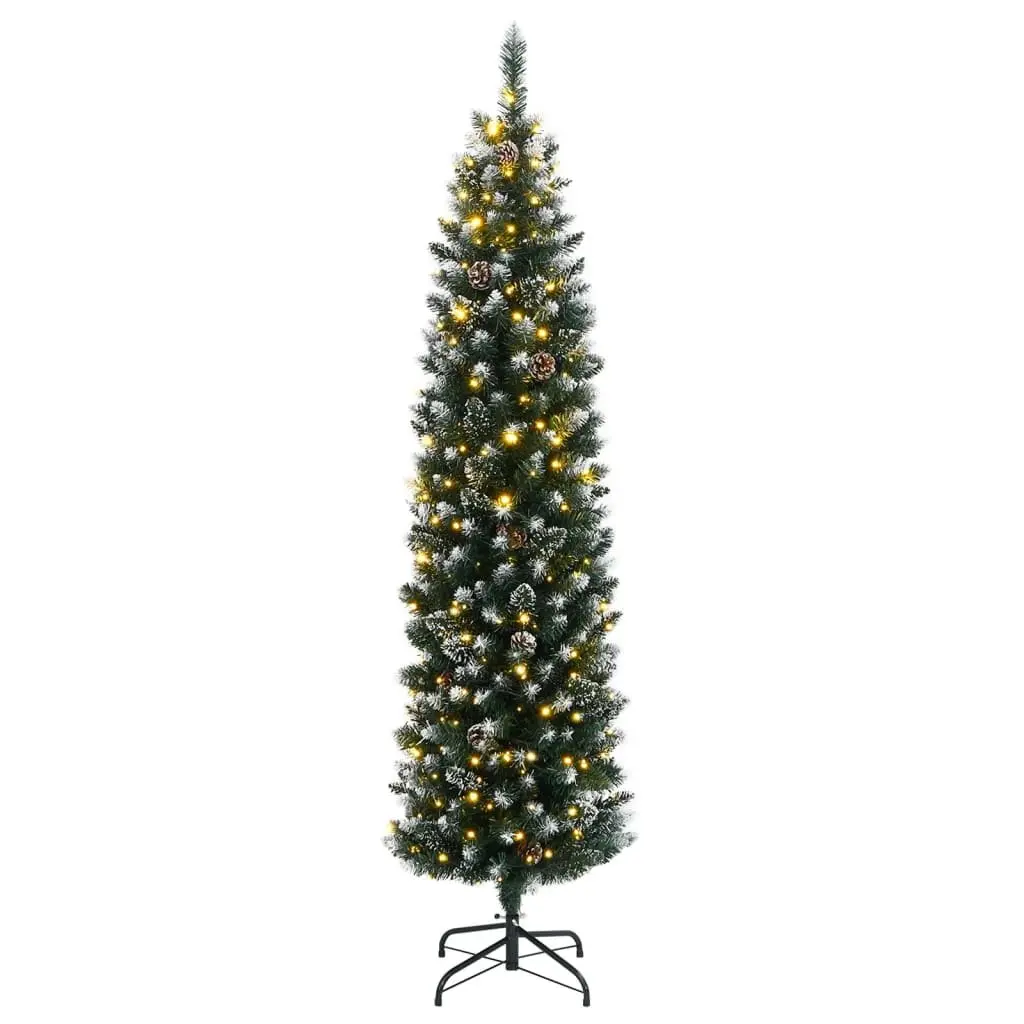 Artificial Slim Christmas Tree 150cm 150 LED Lights 8 Modes Green Xmas Decor