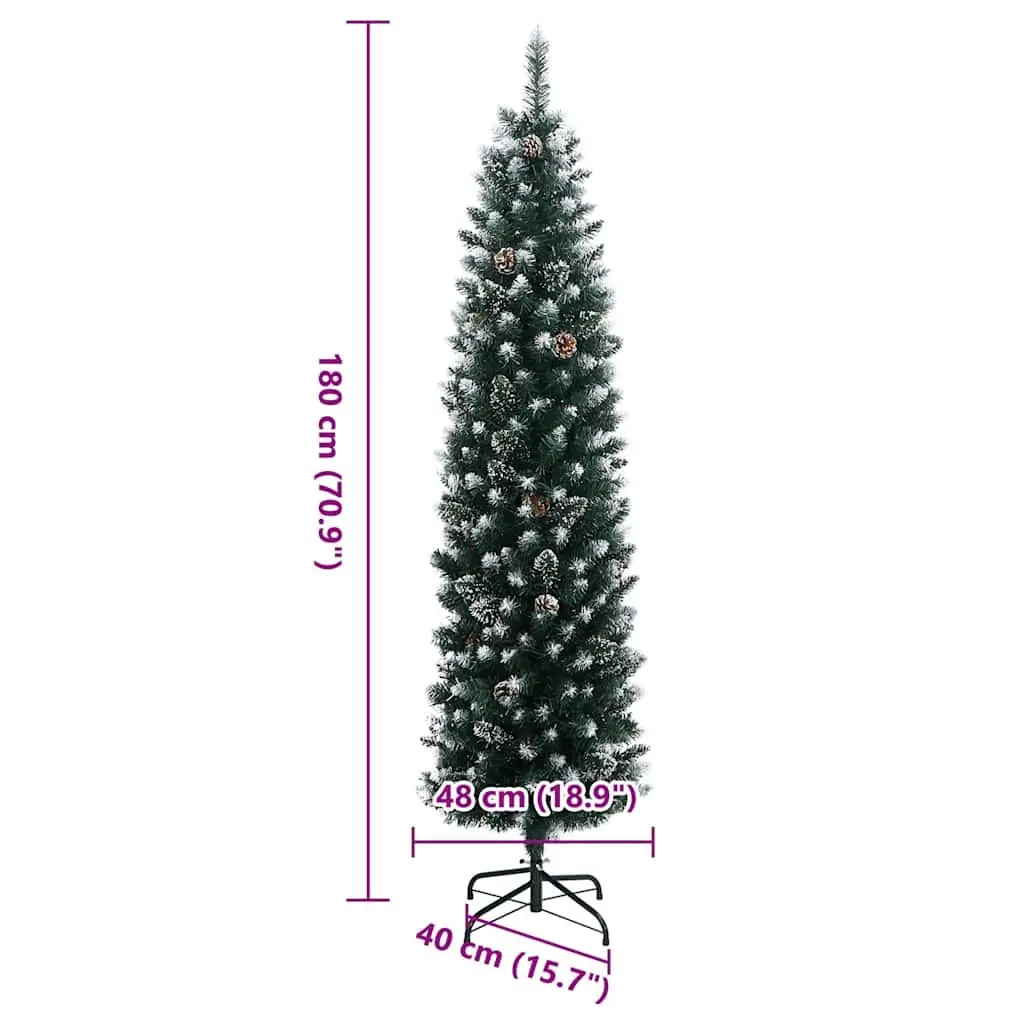 Artificial Slim Christmas Tree 180cm 300 LEDs Green with 8 Lighting Modes