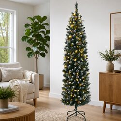 210cm Artificial Slim Christmas Tree with 300 LEDs