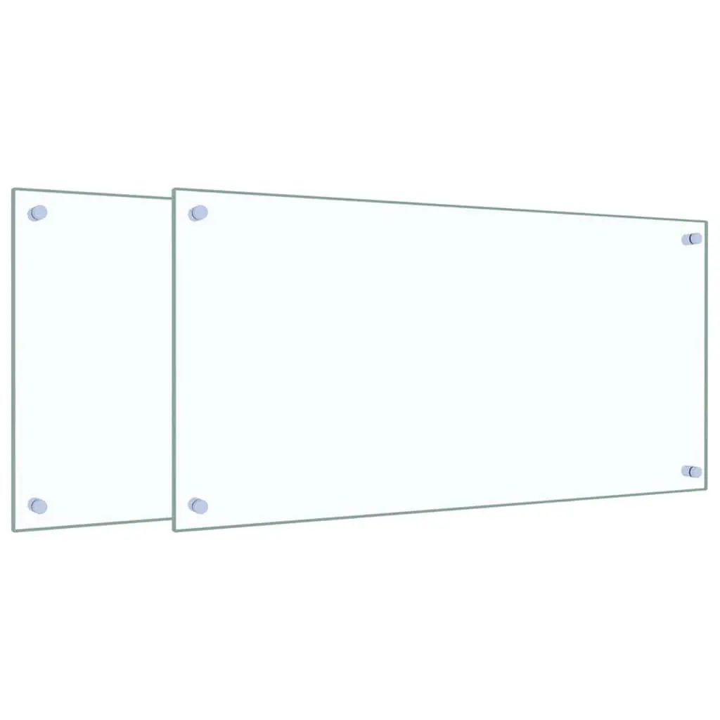 Kitchen Backsplash Tempered Glass 80x40 cm Transparent Set of 2