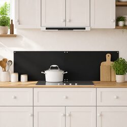 Durable Black Tempered Glass Kitchen Backsplash Panels 2 pcs