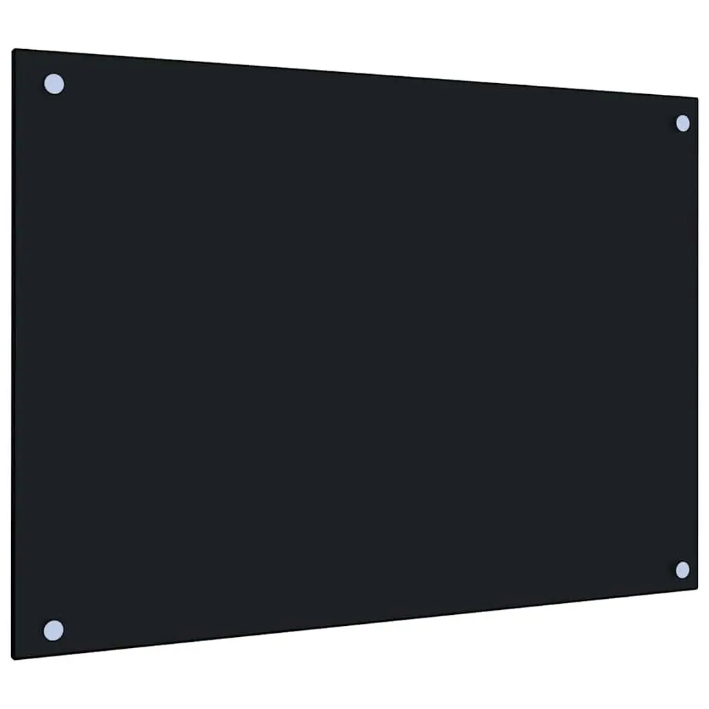Black Tempered Glass Kitchen Backsplash Panels 2 pcs