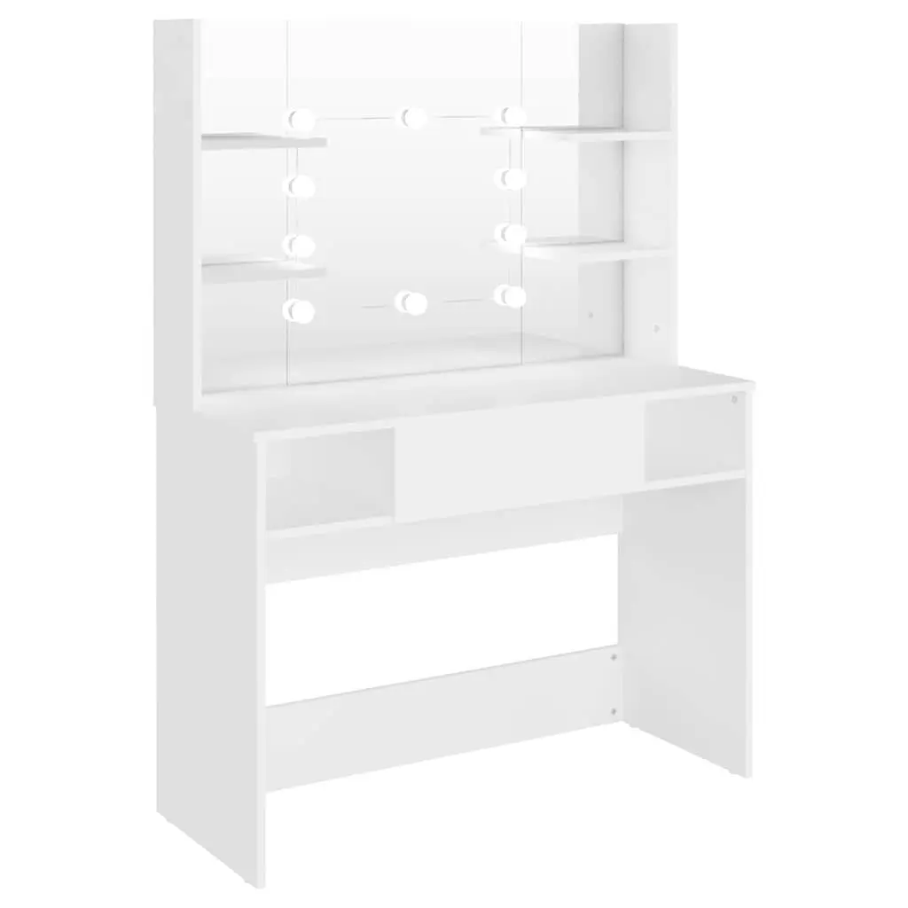 Makeup Dressing Table with LED Lights Mirror White Bedroom Vanity Unit Storage