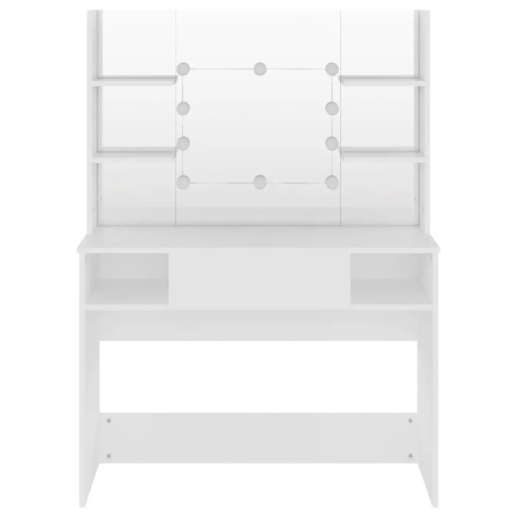 Makeup Dressing Table with LED Lights Mirror White Bedroom Vanity Unit Storage