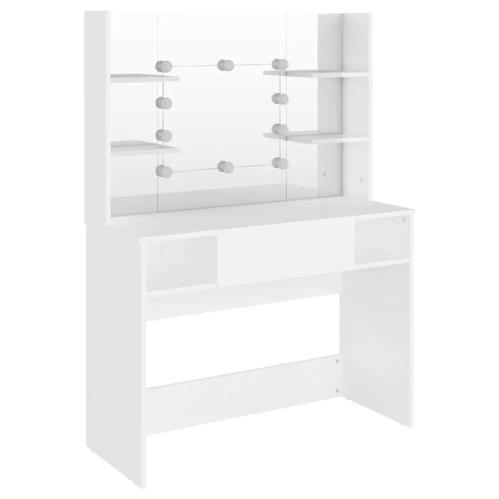 Makeup Dressing Table with LED Lights Mirror White Bedroom Vanity Unit Storage