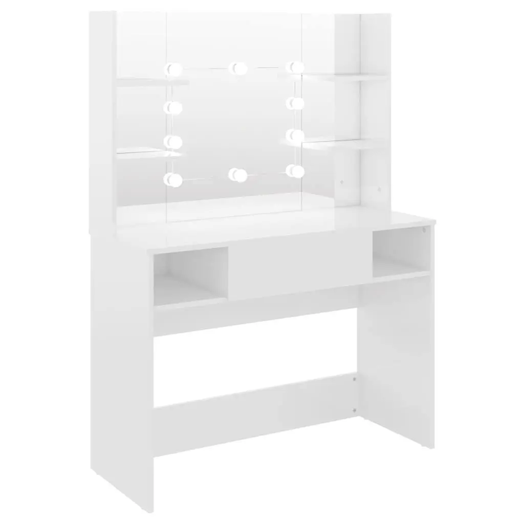 White Makeup Vanity Table with LED Mirror