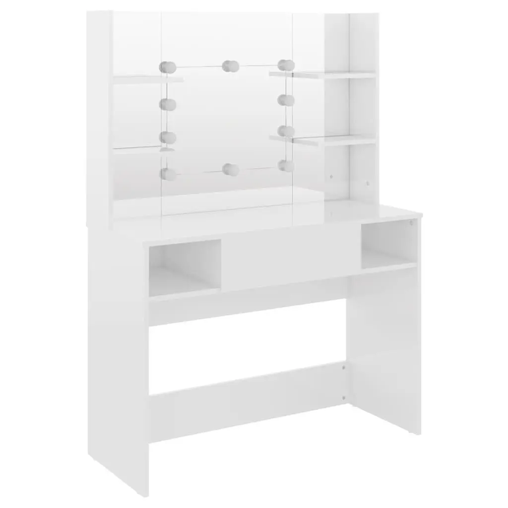 White Makeup Vanity Table with LED Mirror