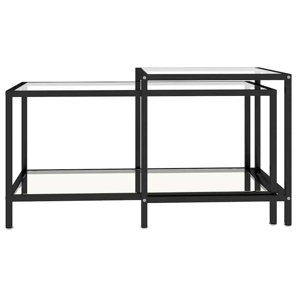 Tempered Glass Tea Tables Set of 2 Transparent Industrial Style Coffee Accent Furniture