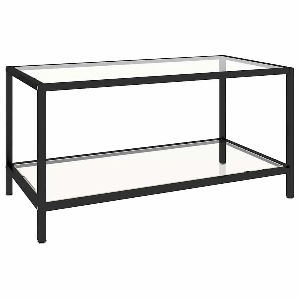 Tempered Glass Tea Tables Set of 2 Transparent Industrial Style Coffee Accent Furniture