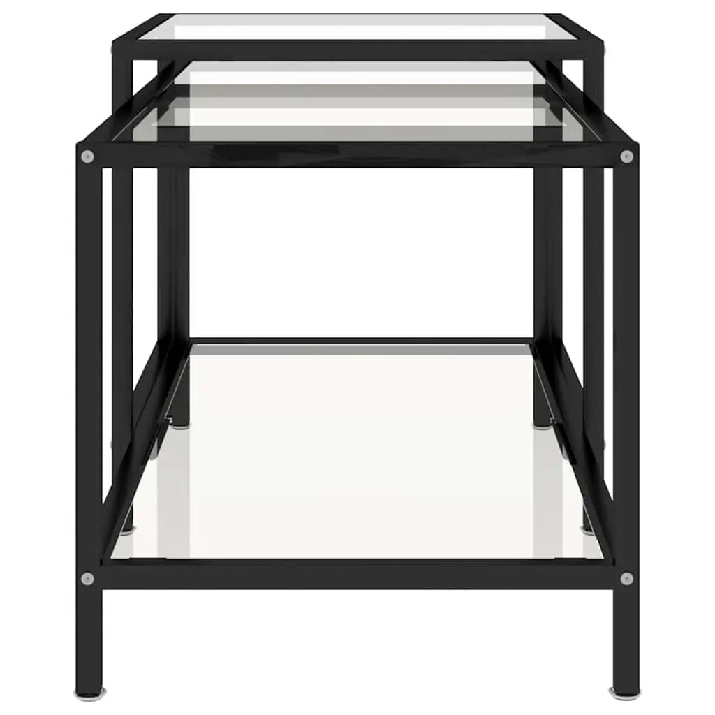 Tempered Glass Tea Tables Set of 2 Transparent Industrial Style Coffee Accent Furniture