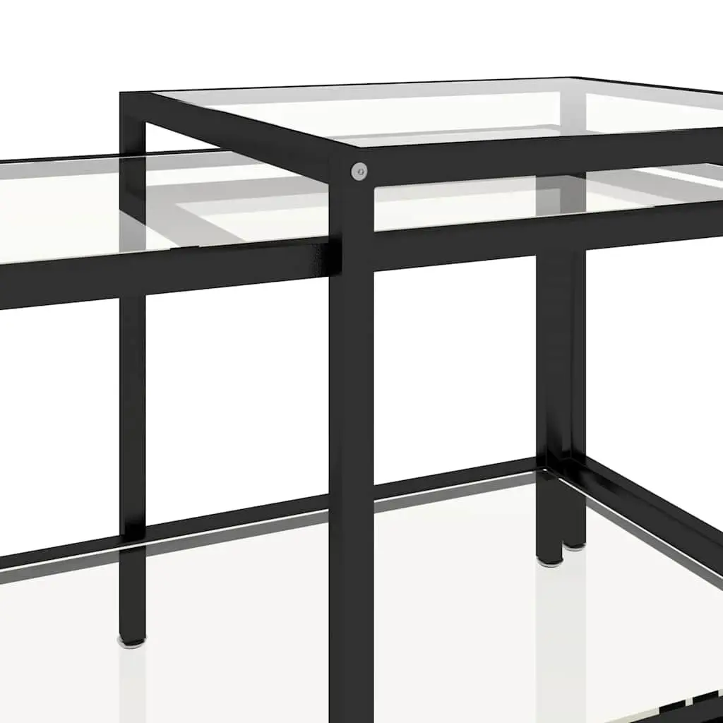 Tempered Glass Tea Tables Set of 2 Transparent Industrial Style Coffee Accent Furniture