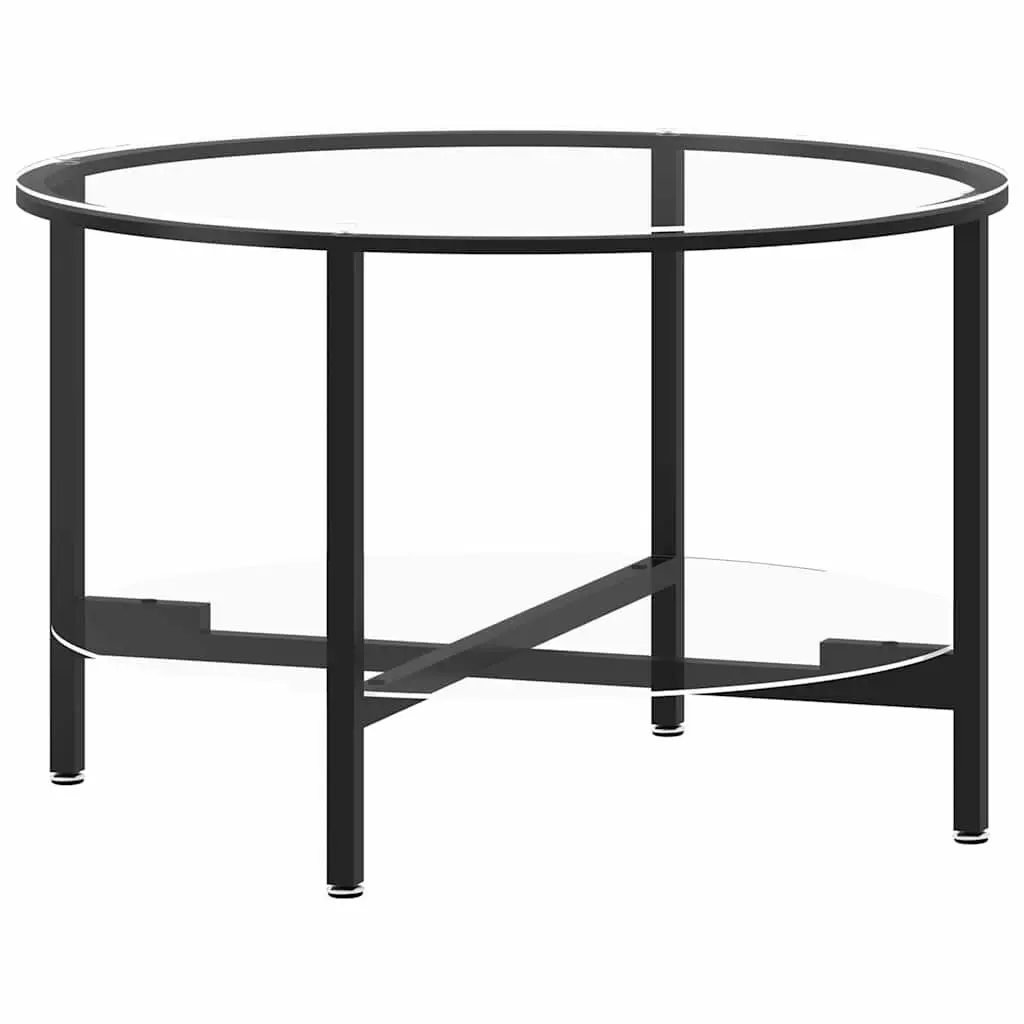Black Round Tea Table with Tempered Glass