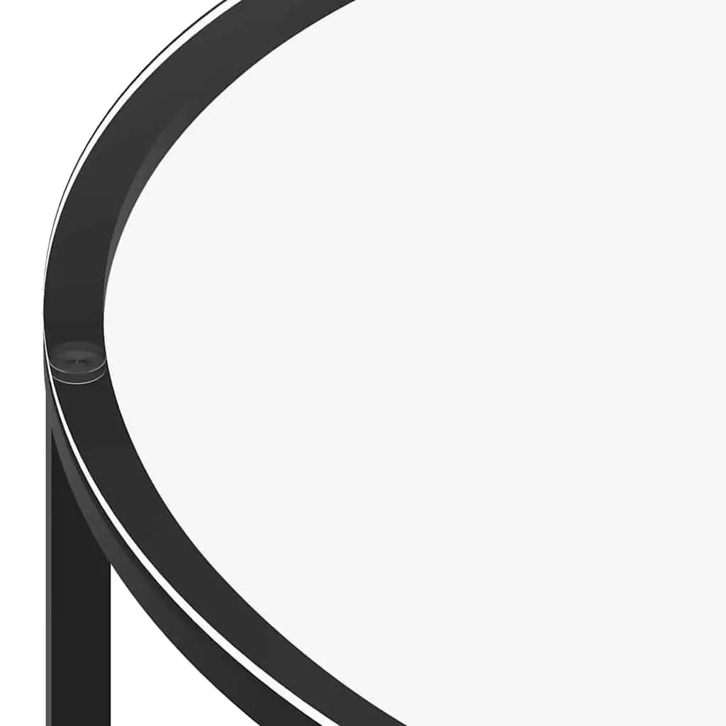 Black Round Tea Table with Tempered Glass