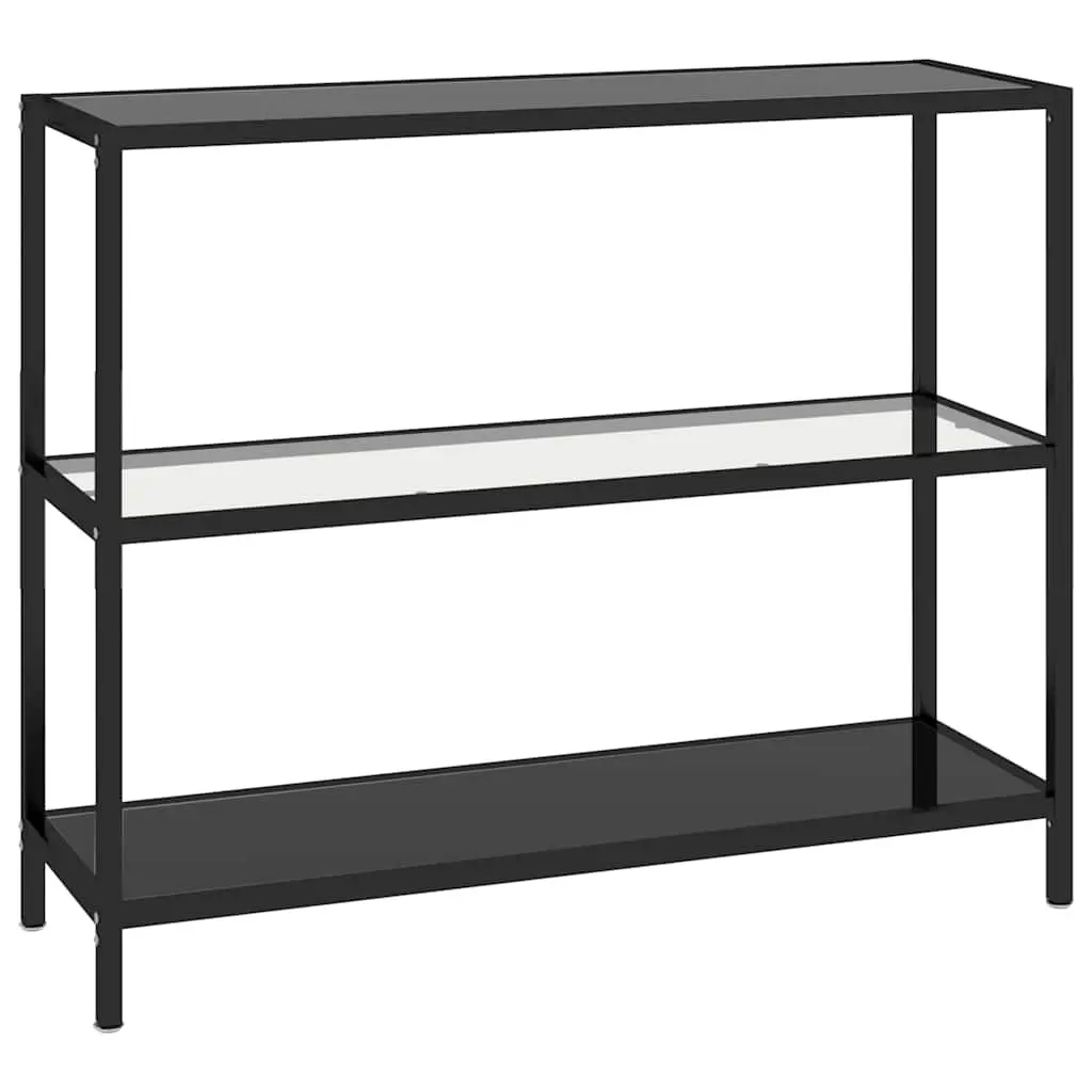 Black Corner Shelf Unit with Tempered Glass Display